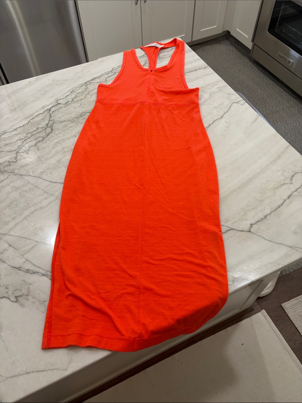 FP BEACH Bright Orange Racerback RACERBACK FRONT ZIP PENCIL TSHIRT DRESS SZ S